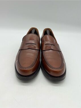 Sid Mashburn Men 12.5 Brown Leather Handmade Penny Loafers Italian Dress Shoes.